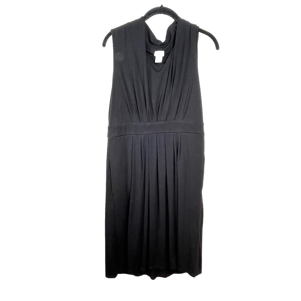 Chicos Black Sheaf Dress Pleated Dress Solid  1 M 6 8